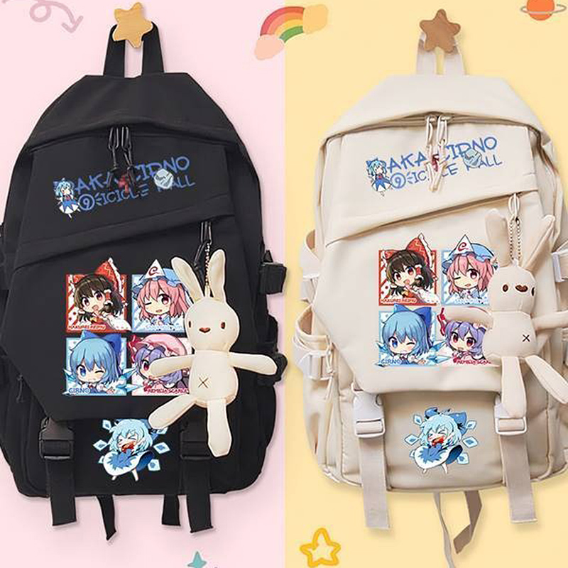 School Backpack Teen - 44 × 31 × 13 ซม.สีดําสีกากี,Touhou