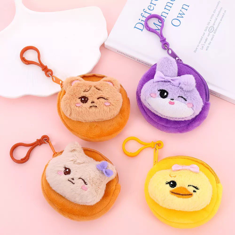 Mini Backpack Purse - กระเป๋าใส่เหรียญตุ๊กตาขนนุ่มน่ารัก รูปกระต่าย หมี เป็ด พร้อมพวงกุญแจ กระเป๋าซิปขนาดเล็ก