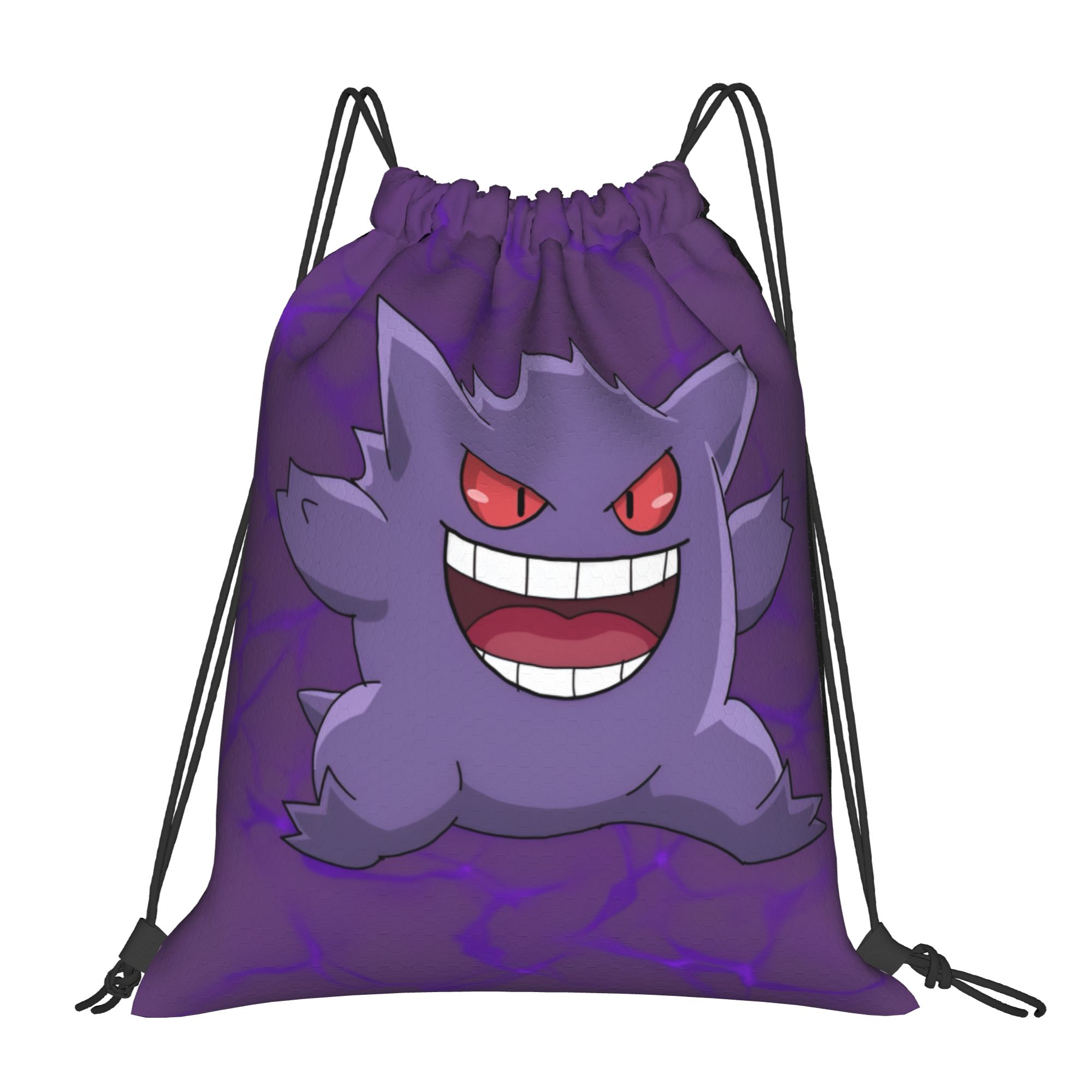Drawstring Gym Bag - กระเป๋าเป้สะพายหลังลายโปเกมอนเกนการ์แบบมีเชือกผูก สำหรับผู้หญิงผู้ชาย กระเป๋ากีฬา กระเป๋าออกกำลังกาย ลายปีศาจน่ารัก